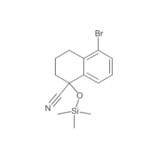 5-bromo-1-((trimethylsilyl)oxy)-1,2,3,4-tetrahydronaphthalene-1-carbonitrile 5-bromo-1-((trimethylsilyl)oxy)-1,2,3,4-tetrahydronaphthalene-1-carbonitrile